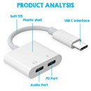 USB Type-C to Dual Type-C Digital Audio Adapter Headset Compatible for HuaweI8V1