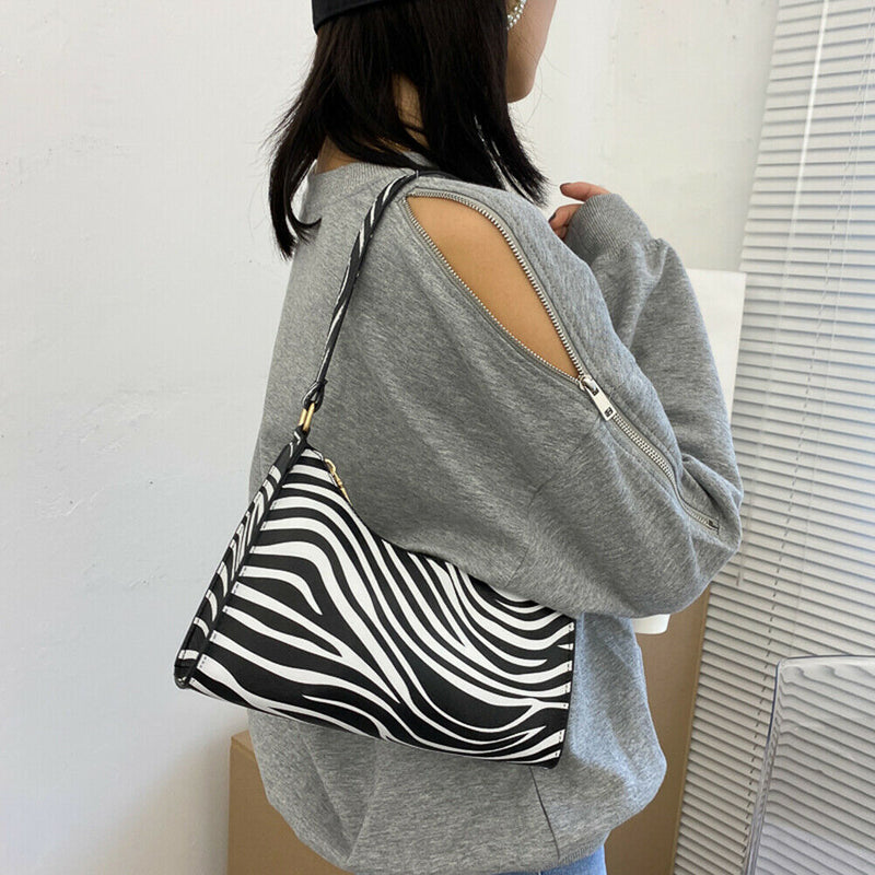Animal Pattern Women Handbag Street PU Shoulder Underarm Tote Bag (Zebra)