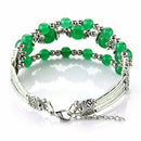 Bracelet Bangle wrist jade tour has 3 rank for women green 6-10mm I9K8