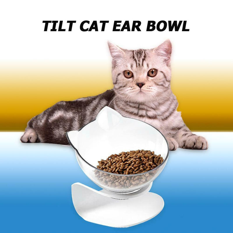 Removable Oblique Cat Ears Pet Bowl Transparent Feeder Non-slip Holder (A)