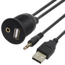 Combo Usb 2.0 & 3.5Mm Aux Male To Female Extension Cable With Waterproofabl