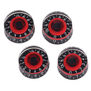 4 Pieces Black+Red Guitar Speed Dial Knobs for Les Paul Replacement Accessory