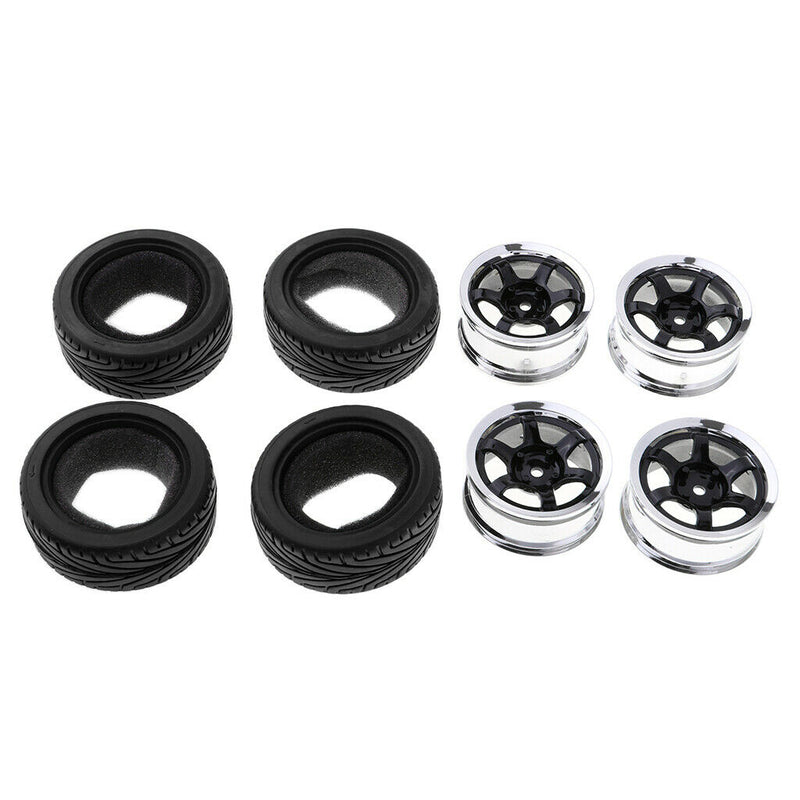RC Flat Racing Tires Tyre Wheel Rim for HSP HPI 1/10 On-Road Car 6017 Black