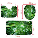 4Pcs Home Bathroom Decor Set Bathroom Bamboo Forest Pattern Toilet Seat Cov