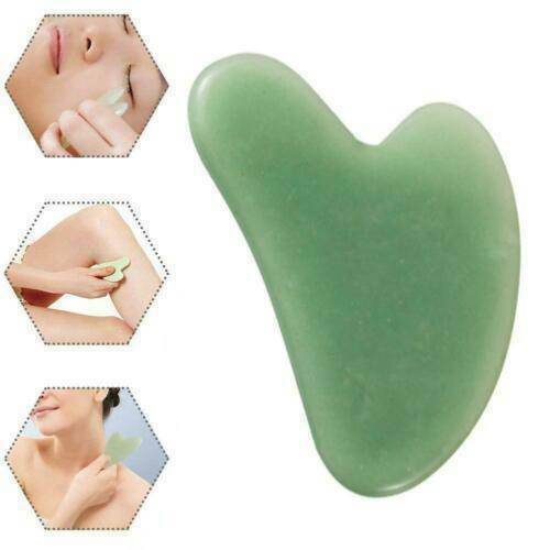 Natural Green Jade Stone Gua Sha Facial Guasha Board Face Body Massage Tool UK!