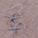 2X Blue Starfish Fire Opal Earrings Ocean Theme Star Drop Dangle Jewelry Chain