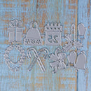 Christmas Cutting Dies Stick Candle Gift Box Bells Gloves Metal Scrapbookin lj