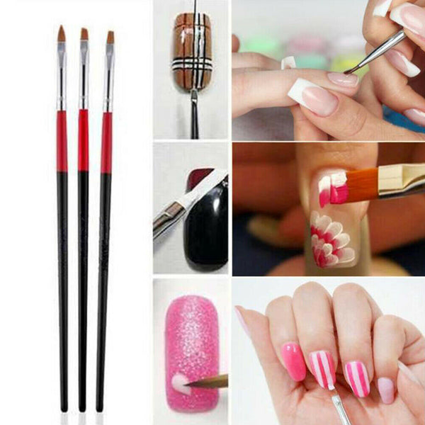 3pcs Nail Art Design Drawing Painting Dotting Tool Pen Polish Brush Set