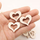 Eco-friendly Heart Shape Crafts Wood Chips Carved Ornament Accessories