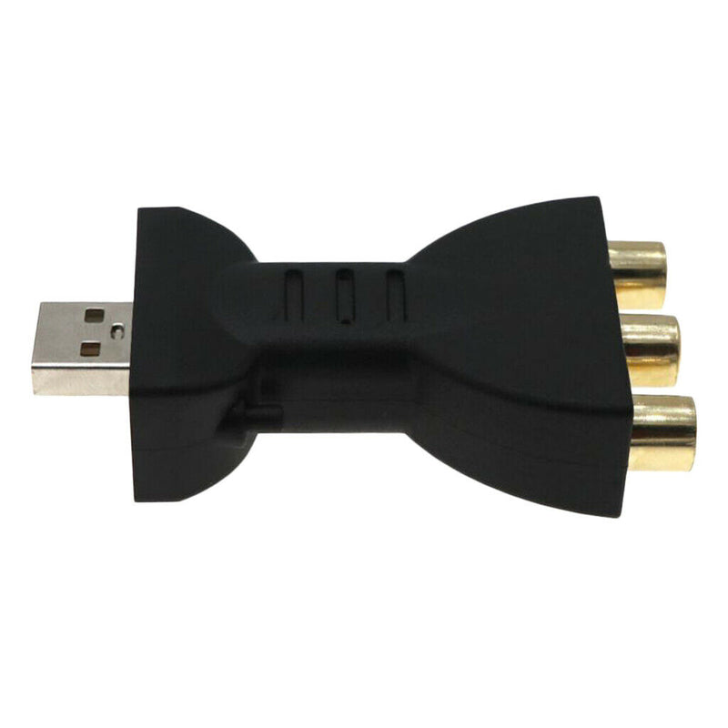 USB Male 3 RCA Female Audio Video Adapter AV Converter Cable Cord Black