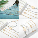 5pcs/set Heart Tree Shell Hand Chain Women Adjustable Bracelet Jewelry Gift