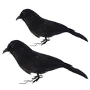 2x Black Feather Bird Artificial Simulation Birds Xmas Prop Home Yard Decor