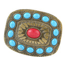 Men Women Turquoise Classic Boho Belt Buckle Western Cowboy Buckle Bronze