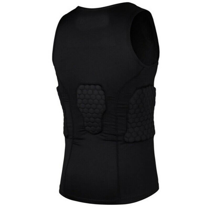 Men's Rib Protector Padded Vest Compression Shirt Training Vest with 3-Pad fN6O8