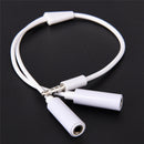 3.5mm AUX Audio Mic Splitter Cable Earphone Headphone Adapter Male To Female ES