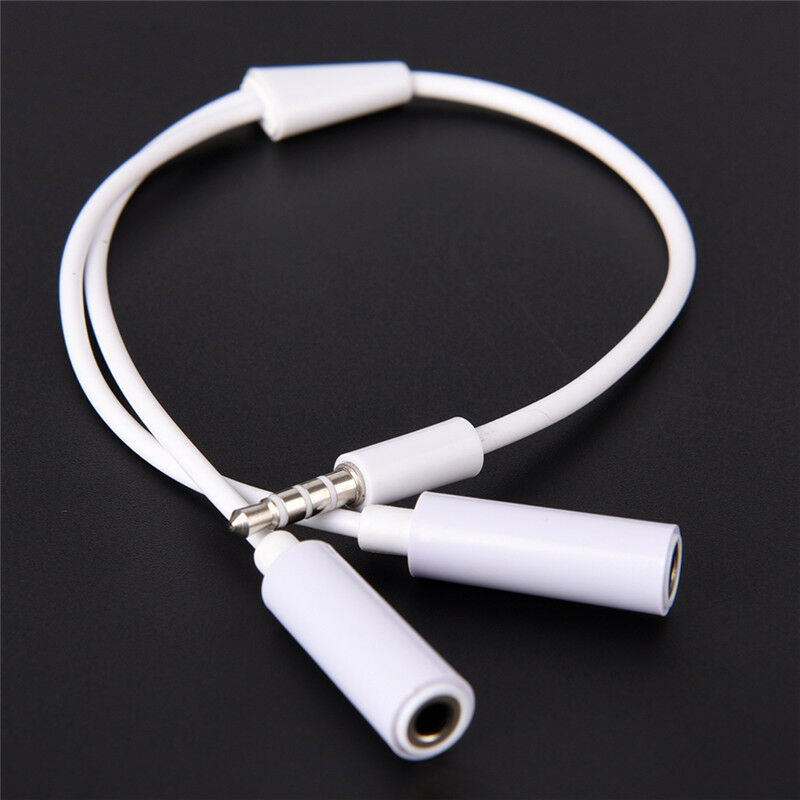 3.5mm AUX Audio Mic Splitter Cable Earphone Headphone Adapter Male To Female ES
