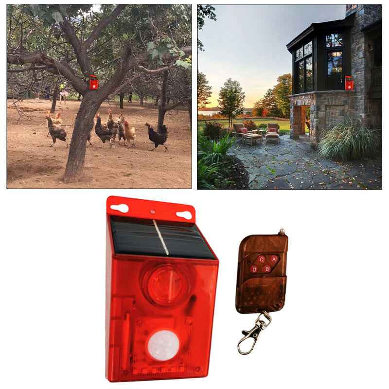 Waterproof Solar Sound Alarm Light Motion Sensor Siren Flash with Remote 6-LED