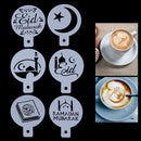6x Eid Mubarak Coffee Stencil DIY Ramadan Coffee Printing Template Cake DecoA3C