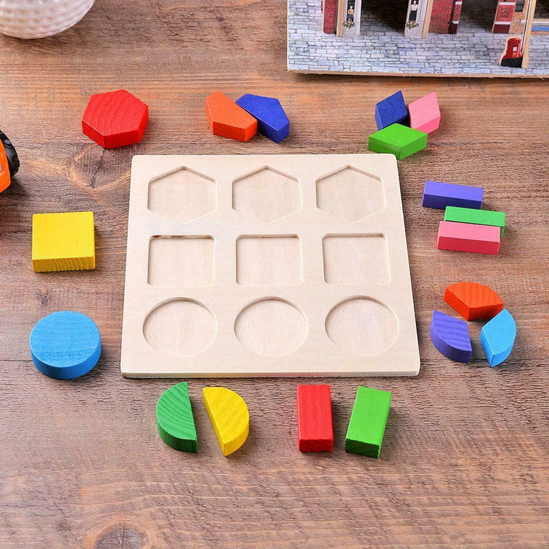 Wood Geometric Shapes Sort Math Montessori Puzzle Kids Educational Toys (3)