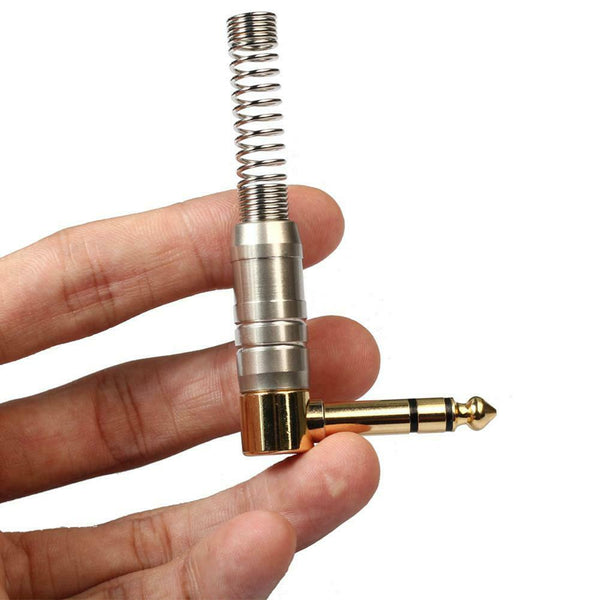6.35mm Stereo Audio Adapter Angle 90 Degree Male Plug Connector w/Spring #JT1