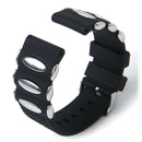 Punk Black Silicone Rubber Bracelet Band Metal Stud insert 24mm Waterproof D3U8
