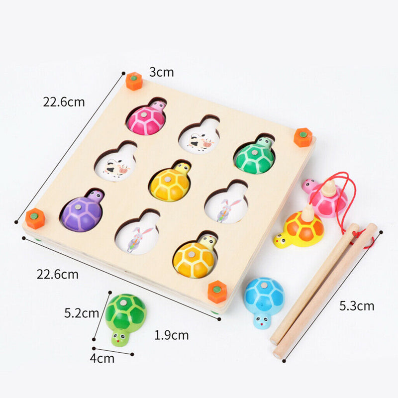 Wooden Magnetic Turtle Fishing Turtle Memory Chess Game Education Tools for