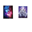 2 Sets Wolf DIY 5D Diamond Painting Tiger Embroidery Art Kits Room Decor