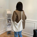 Plush Women Shoulder Messenger Bag Solid Big Capacity Shoulder Tote (White)