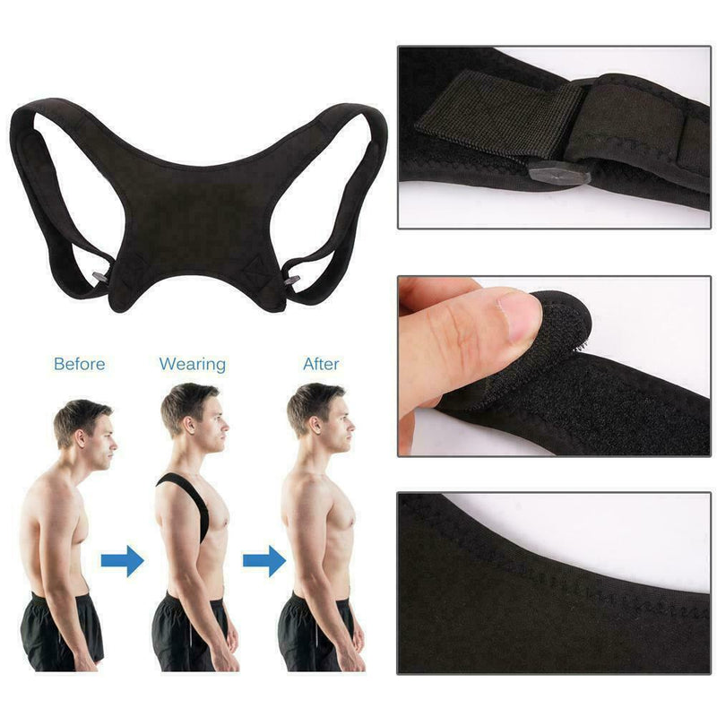 Back Posture Corrector Shoulder Straight Support Brace Belt Therapy Adjusta F7E2