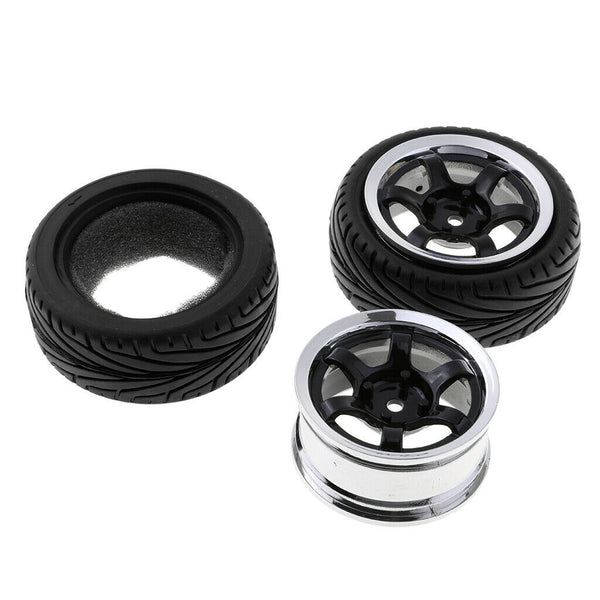 RC Flat Racing Tires Tyre Wheel Rim for HSP HPI 1/10 On-Road Car 6017 Black