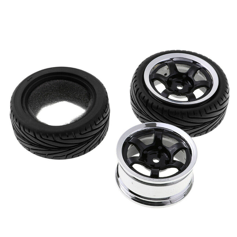 RC Flat Racing Tires Tyre Wheel Rim for HSP HPI 1/10 On-Road Car 6017 Black