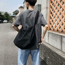 Canvas Crossbody Bag Large Capacity Unisex Travel Shoulder Handbags (Black) A