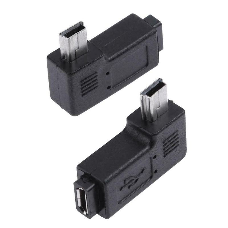 2pcs 90 Degree Micro USB Female to Mini USB Male Adapter Connector