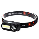 Waterproof Torch USB Charging XPE+COB LED Flashlights Headlight (Black) A