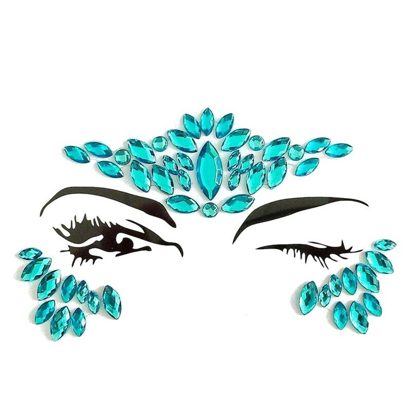 6 Sets Face Gems Rhinestone Mermaid Face Jewels Tattoo - Face Crystal Stick E9R9