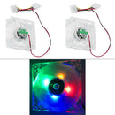 2 Pack 12V DC Brushless Fan 4 LED 80mm 8025 PC Computer Case Cooler Fan