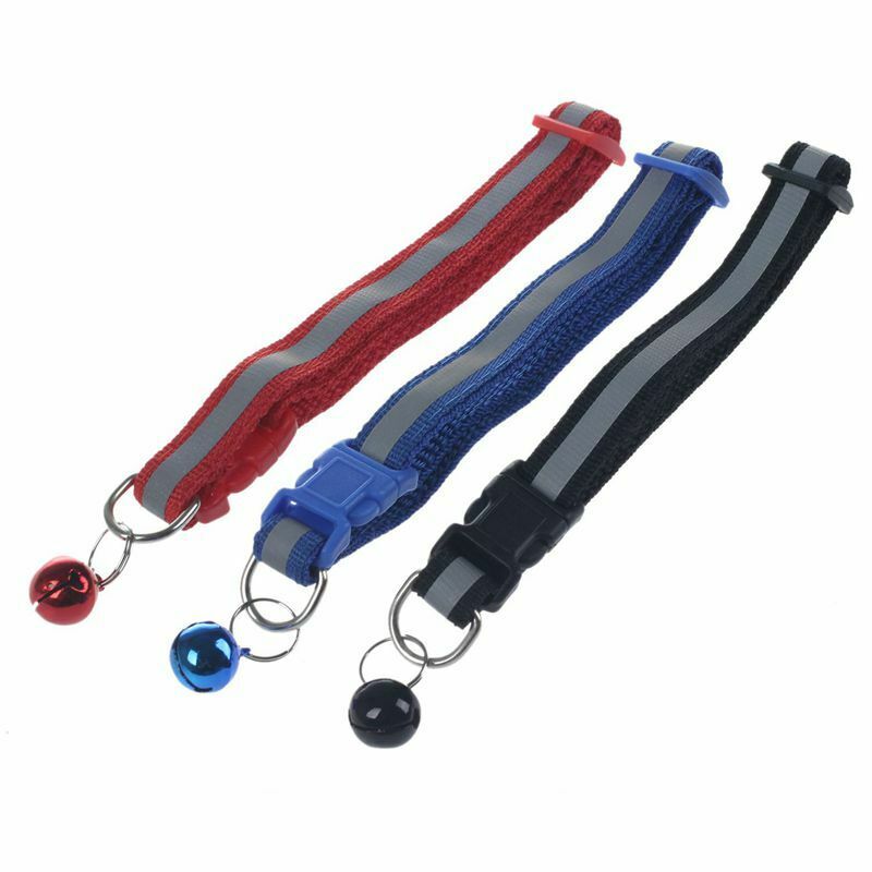 Adjustable Reflective Breakaway Pet Collar with Bell for Cat Dog, 3 Pieces, E3L4