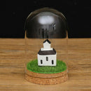 8x12cm Desktop Cloche Jar Glass Dome Cover Succulent Terrariums w/Wood Cork