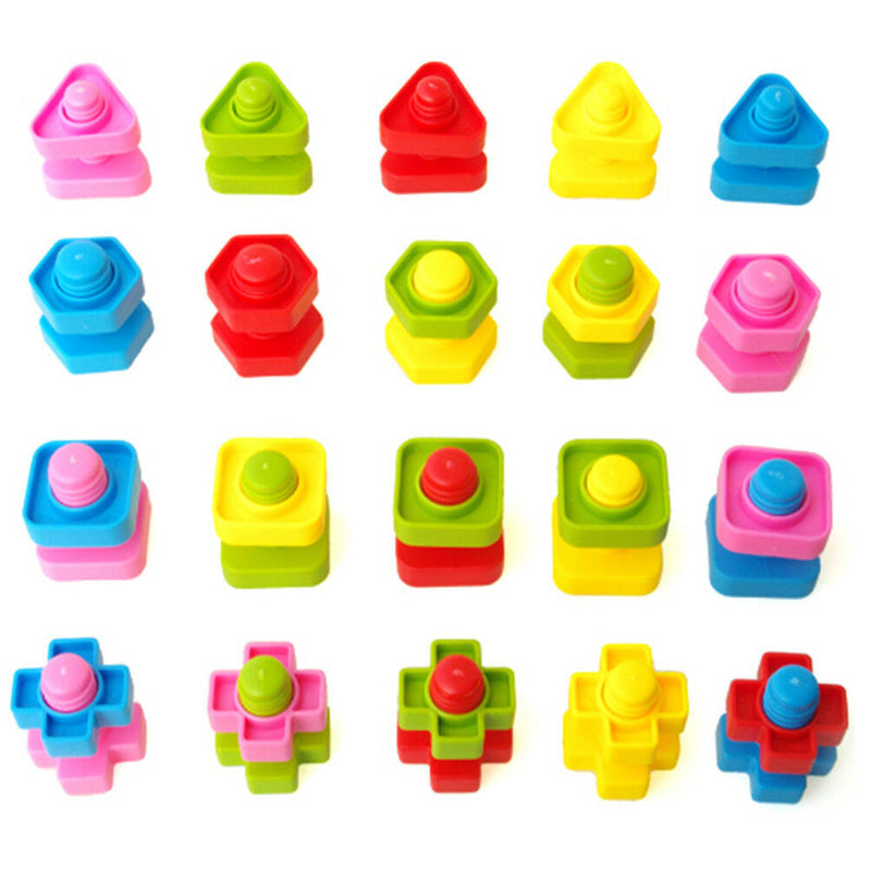 1 set Screw Building Blocks Insert Blocks Nut Shape Kids Educational Gift ToysJR