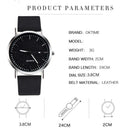 Women Casual Quartz Watches Minimal Leather Round Dial Wristwatch (Black) A