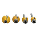 4x Round over Edging Router Bit Set 1/4 Inch Shank 1/2 Inch 3/8 Inch 1/4 In