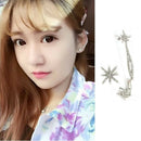 1 Pair Crystal Star Ear Cuff Rhinestone Ear Clip Metal Stud Earring Jewelry LJ