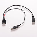 1 Female Power Enhancer Y to 2 Male Data Charge Cable Extension Cord 30cm USB LJ