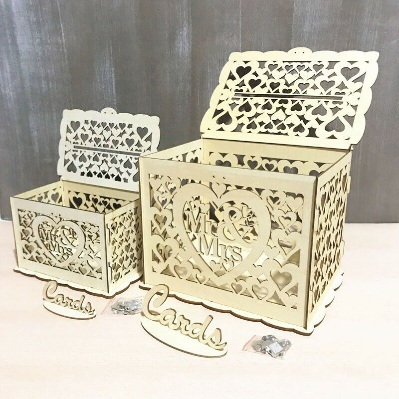 Mr & Mrs Wedding Gift Card Box Wooden Wedding Invitation Card Box Card Sign V4J7