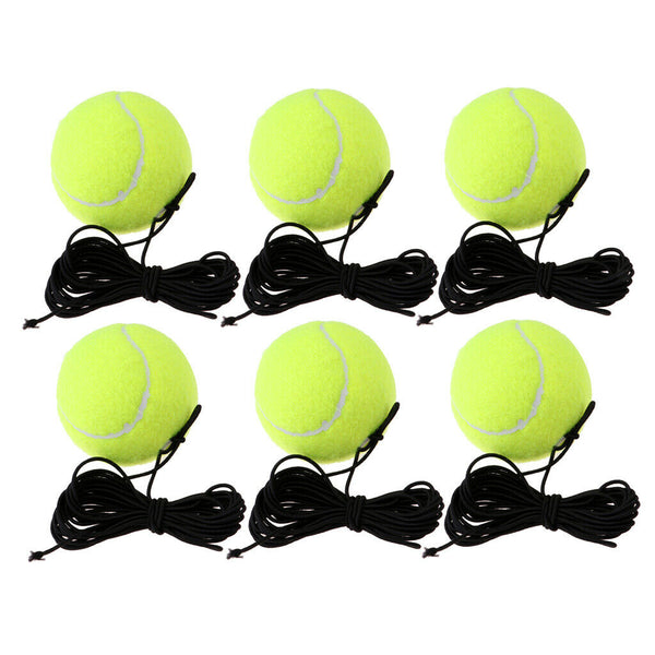 Set of 6 Rubber Tennis Training Balls on A Rope