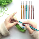 8pcs Plastic Handle Aluminium Head Crochet Hooks Sweater Sewing Needles Kit