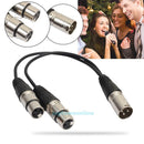 1.1FT XLR 3 Pin Male to 2 XLR Female Connector Microphone Extension Cable Cord
