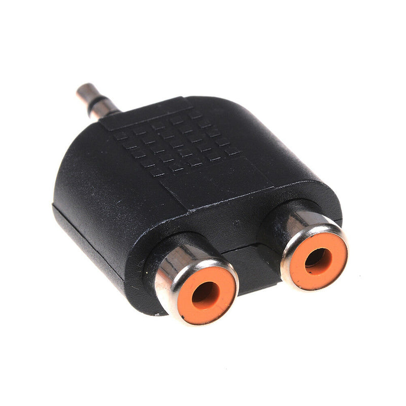 2Pcs 3.5mm to dual 2 RCA female male jack audio adapter conver.ES