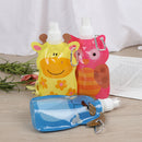 Animal Fold Water Bags Squeeze Bag Reusable Food Pouch Toys for Kids Child BX