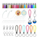 146pcs Leather Tassel Keychain Charms Jump Rings Acrylic Keyrings Blanks Crafts